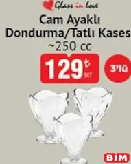 GLASS İN LOVE CAM AYAKLI DONDURMA/TATLI KASESİ 250 CC 3'LÜ